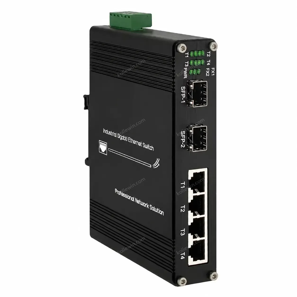 Industrial Gigabit Ethernet to SFP Fiber Converter Switch With 4 RJ45 and 2 SFP Ports 12~58VDC, SFP, SC, FC, ST Optional