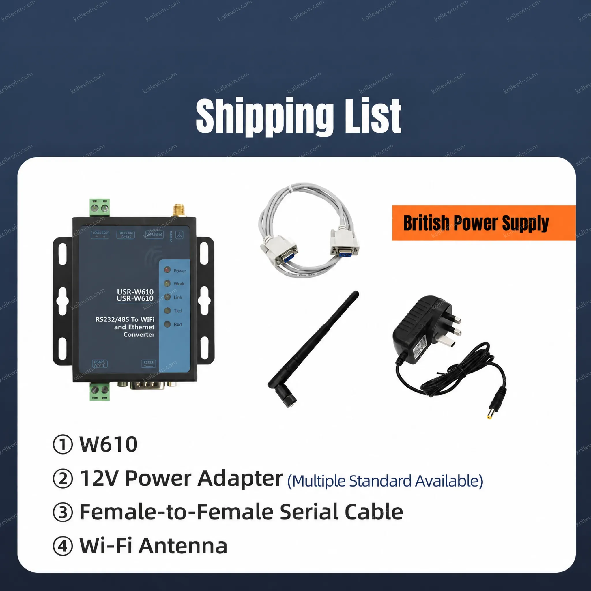 USR-W610 Industrial RS232 RS485 Serial to WiFi Ethernet Converter Modbus RTU to TCP Gateway WiFi to Ethernet Server
