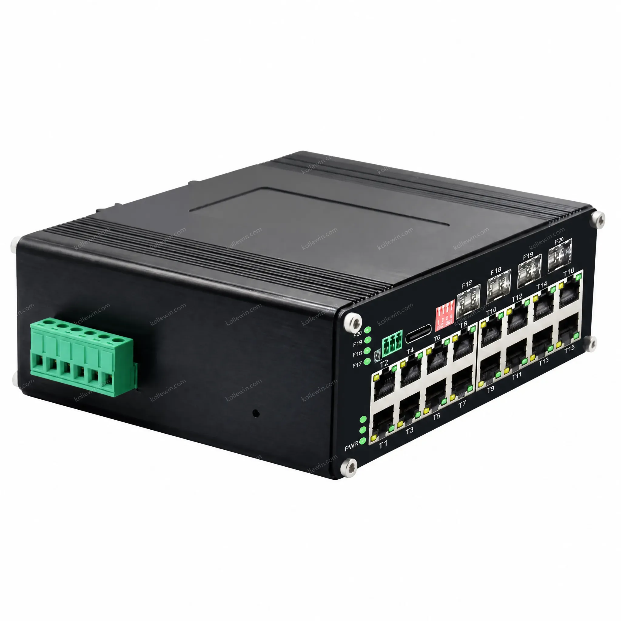 IP40 Aluminum Case L2 Industrial Managed 16GE+4SFP PoE Switch Support Din-Rail