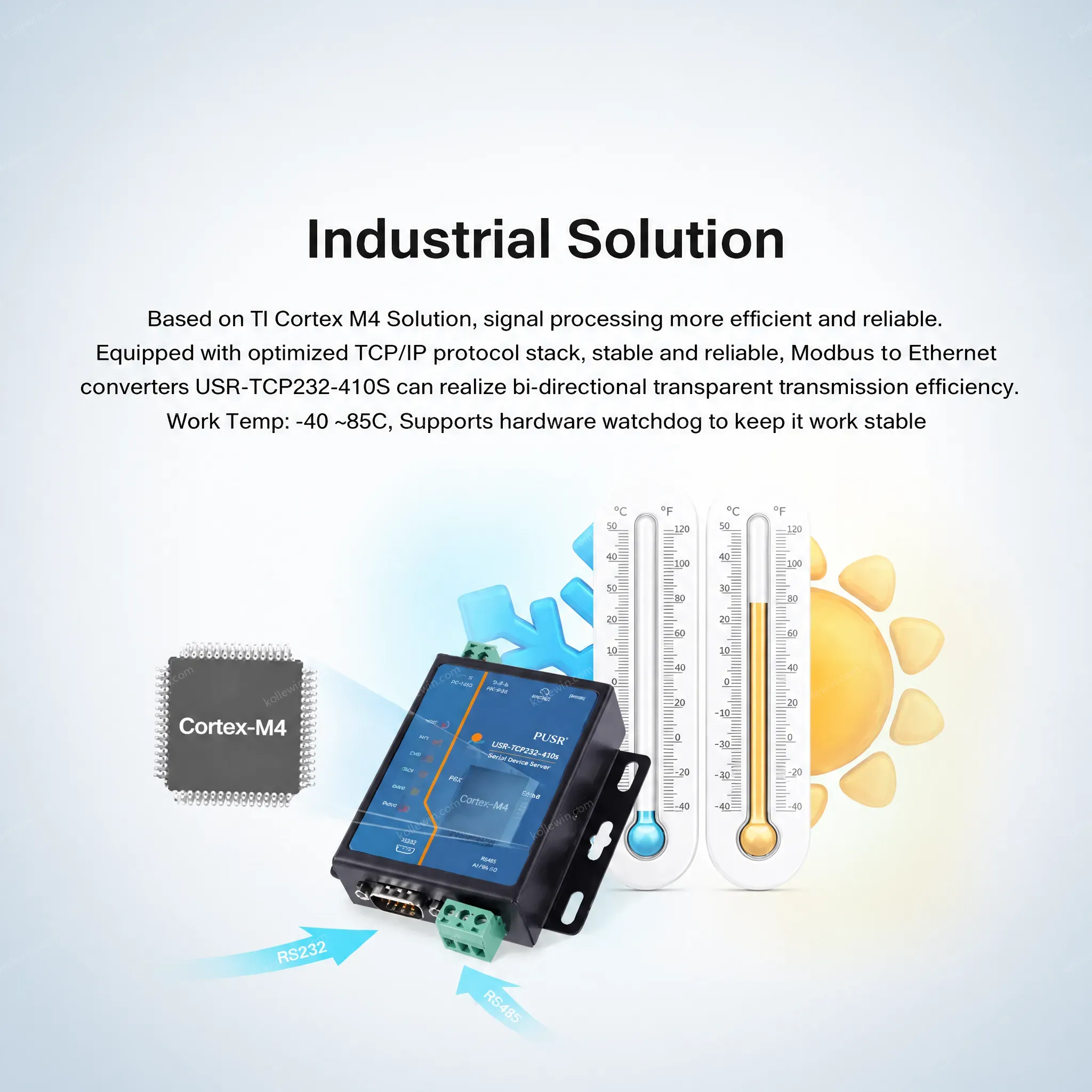 USR-TCP232-410S-RT RS232 RS485 to Ethernet Converters Modbus RTU/TCP Protocol Conversion Support Transparent TCP/UDP/HTTP