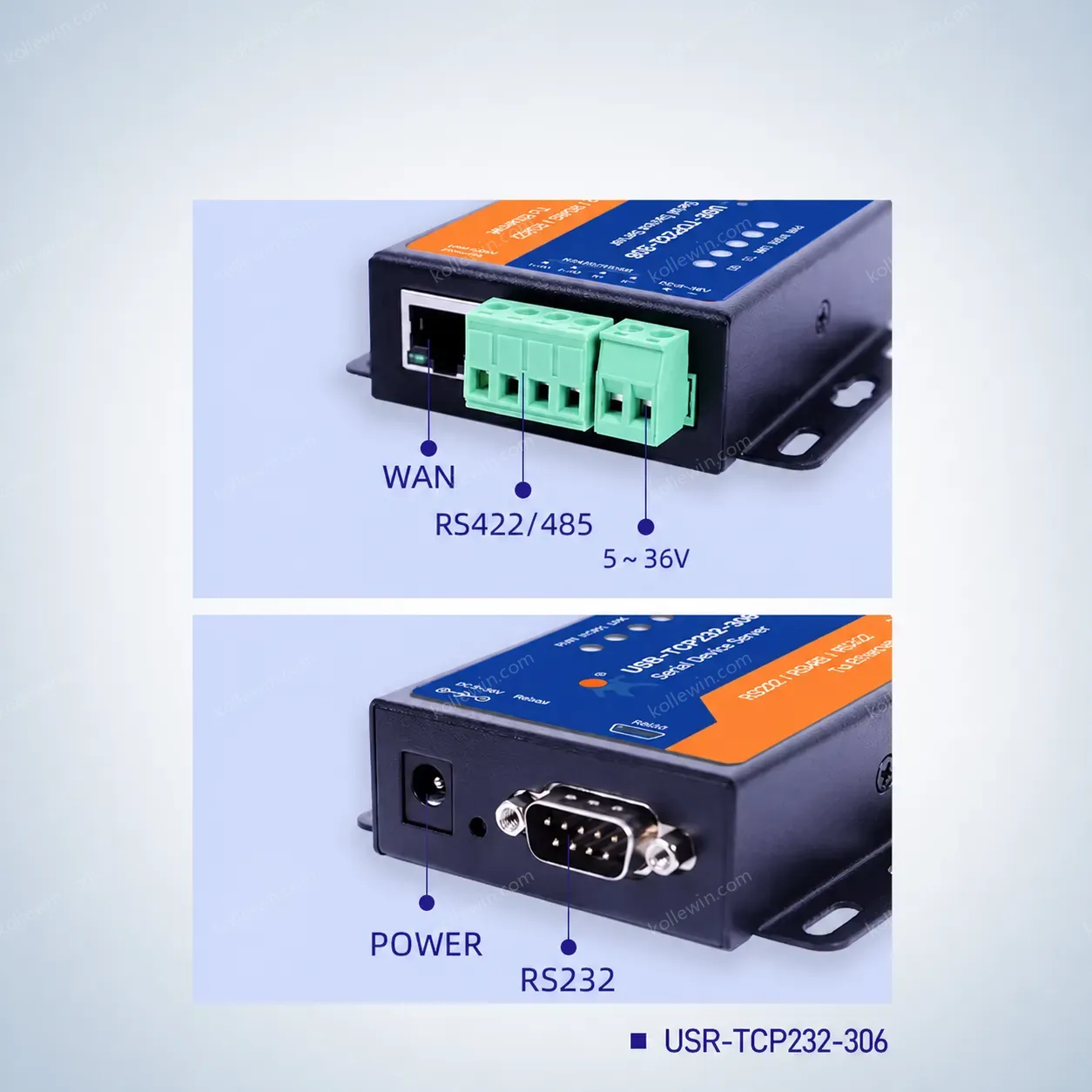 USR-TCP232-306 Rs232/485/422 to Ethernet Converter Customized Webpage Modbus Gateway 5-36V Power Supply CE/FCC/RoHS Certified