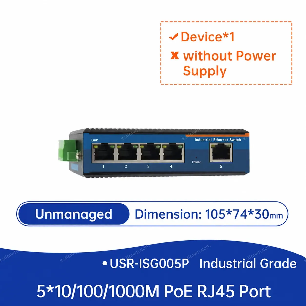 PUSR Industrial Gigabit Ethernet Switch With 10/100/1000Mbps 5/8 RJ45 Ports POE+ Plug and Play USR-ISG
