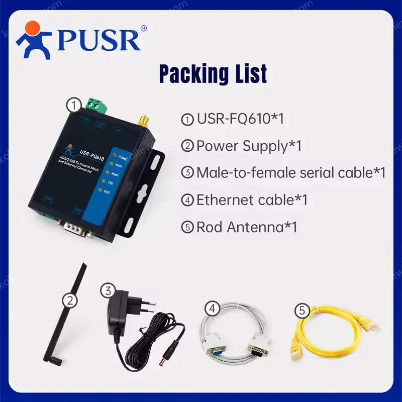 PUSR Serial/Ethernet to Wireless Swarm Converter Data Encryption Long Communication Distance USR-FQ610