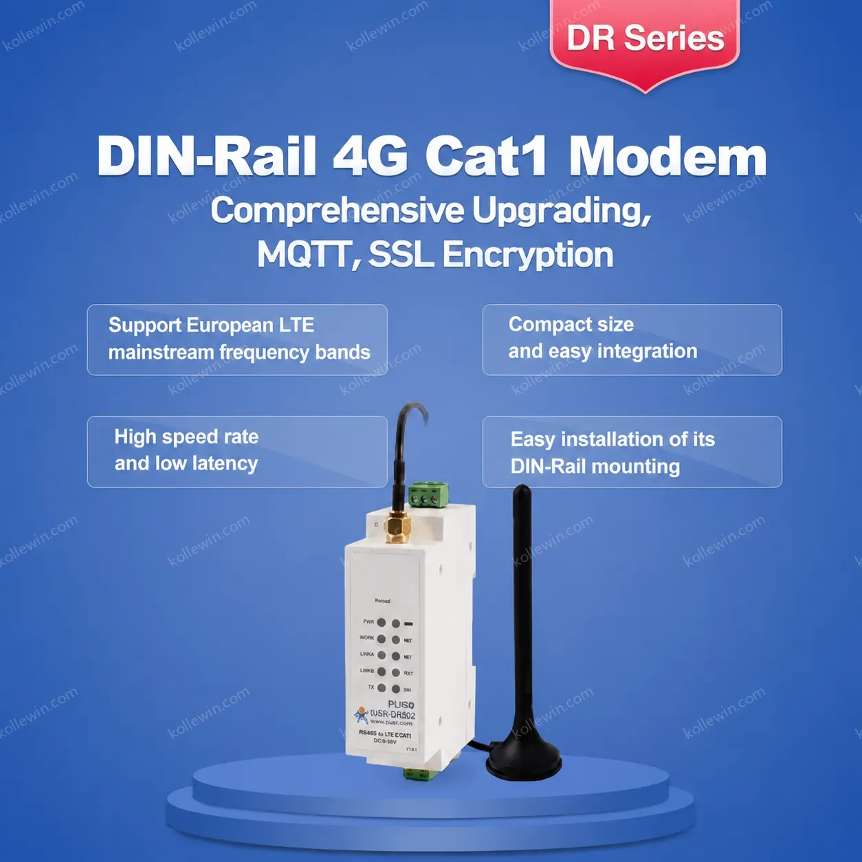 USR-DR502-E-L610 Wireless External FTP Upgrade FOTA Self-Upgrade 4G LTE Cat.1 Ethernet Modem SIM Card Slot MQTT IoT Platform