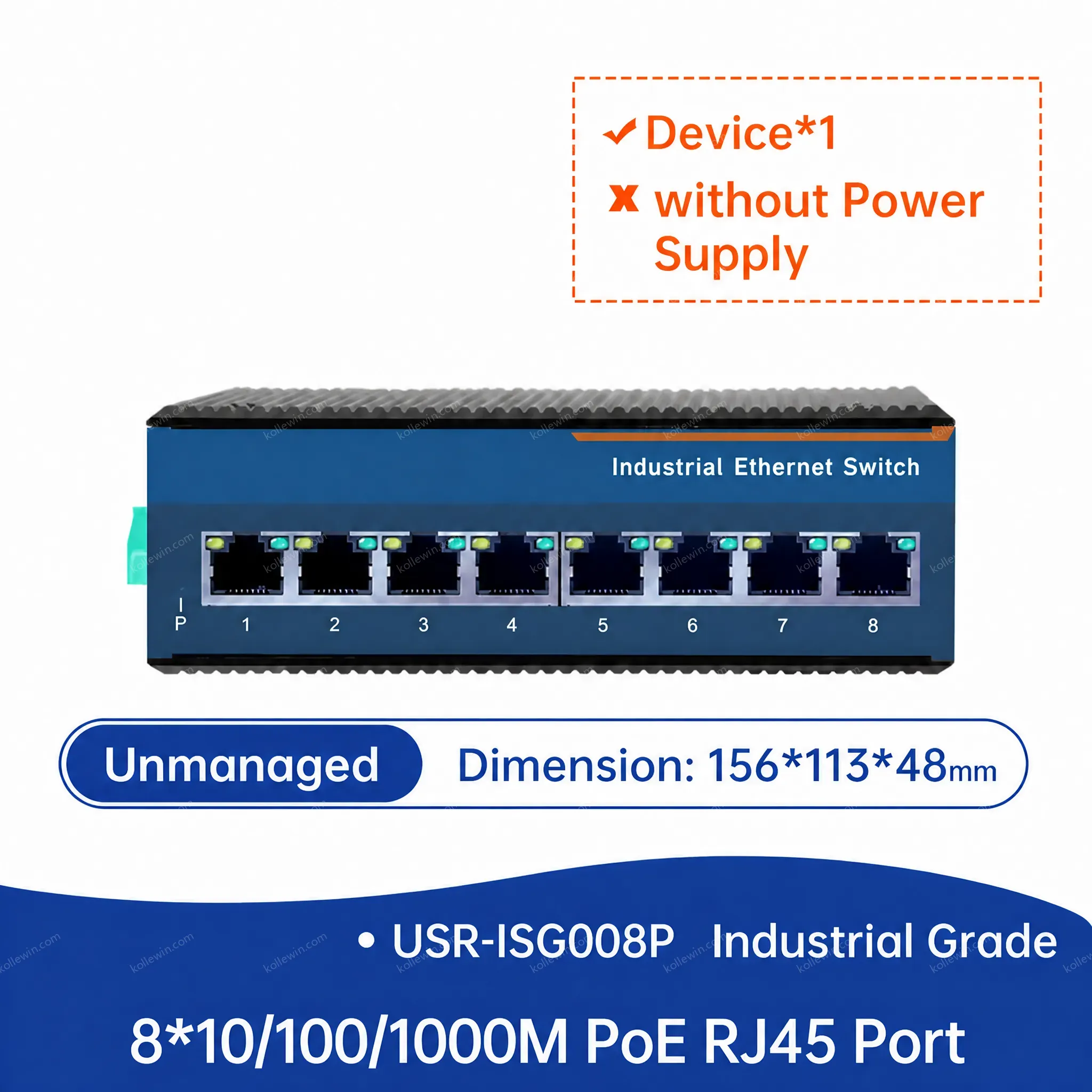 PUSR Industrial Gigabit Ethernet Switch With 10/100/1000Mbps 5/8 RJ45 Ports POE+ Plug and Play USR-ISG