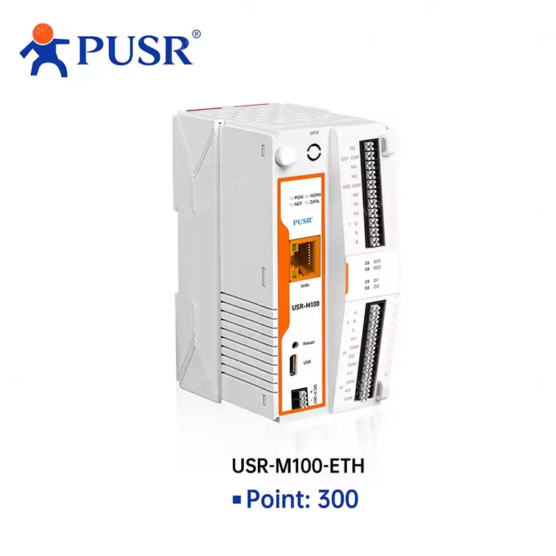 PUSR M100-ETH IoT IO Edge Gateway RS485 RS232 Ethernet Ports MQTT Protocol with Edge Computing Modbus 2 AI Low Cost