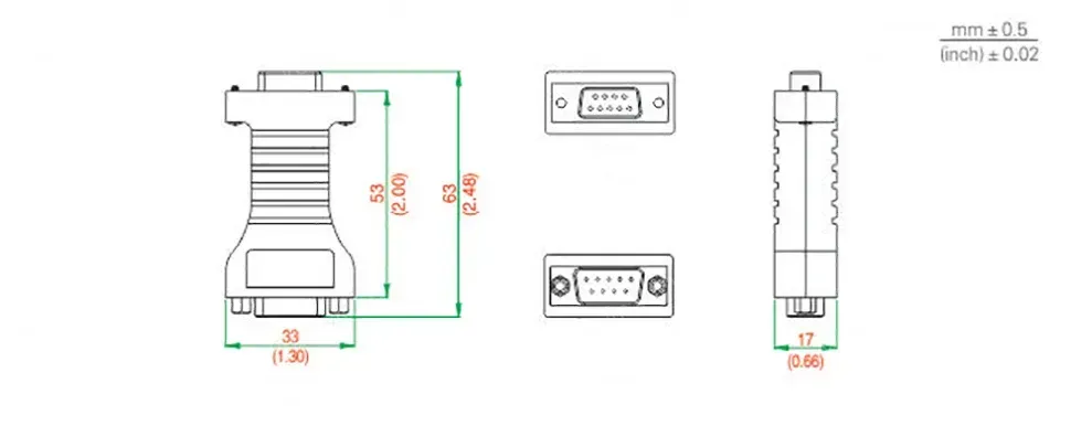 UOTEK Mini RS-232 to RS-422 Converter RS422 RS232 Conversion Adapter DB9 Connector No Power Required Bidirectional UT-202D
