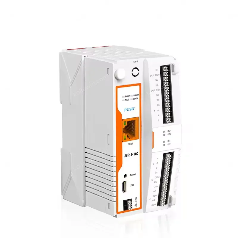 PUSR M100-ETH IoT IO Edge Gateway RS485 RS232 Ethernet Ports MQTT Protocol with Edge Computing Modbus 2 AI Low Cost