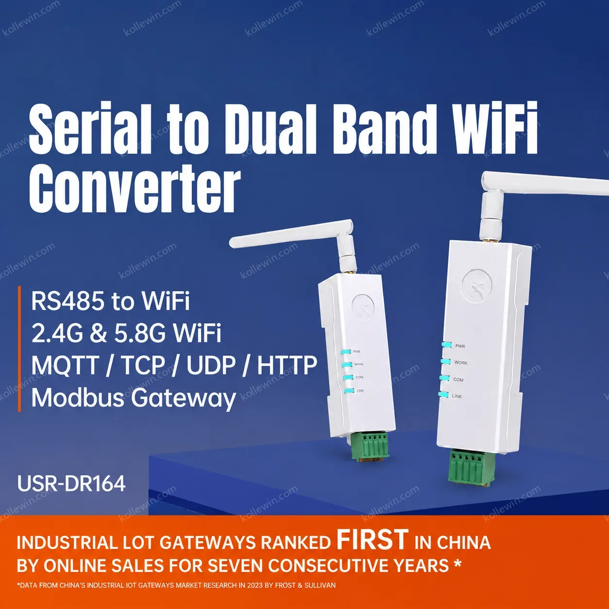 PUSR Serial to TCP/IP Server RS485/RS232 to Dual Band WiFi Converter Modbus RTU to TCP Gateway IEEE802.11 A/b/g/n USR-DR164/162