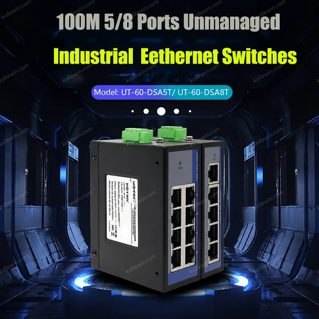 UOTEK Industrial Grade 100M 5 8 Ports Network Unmanaged Ethernet Switch Full Half Duplex DIN-rail -40℃ to 85℃ UT-60-DSA5T DSA8T