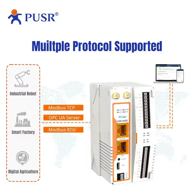PUSR USR-M300 High Performance Edge Computing IoT Gateway Ethernet Port ADSL and LTE Cat4 Cellular Network NODE-RED