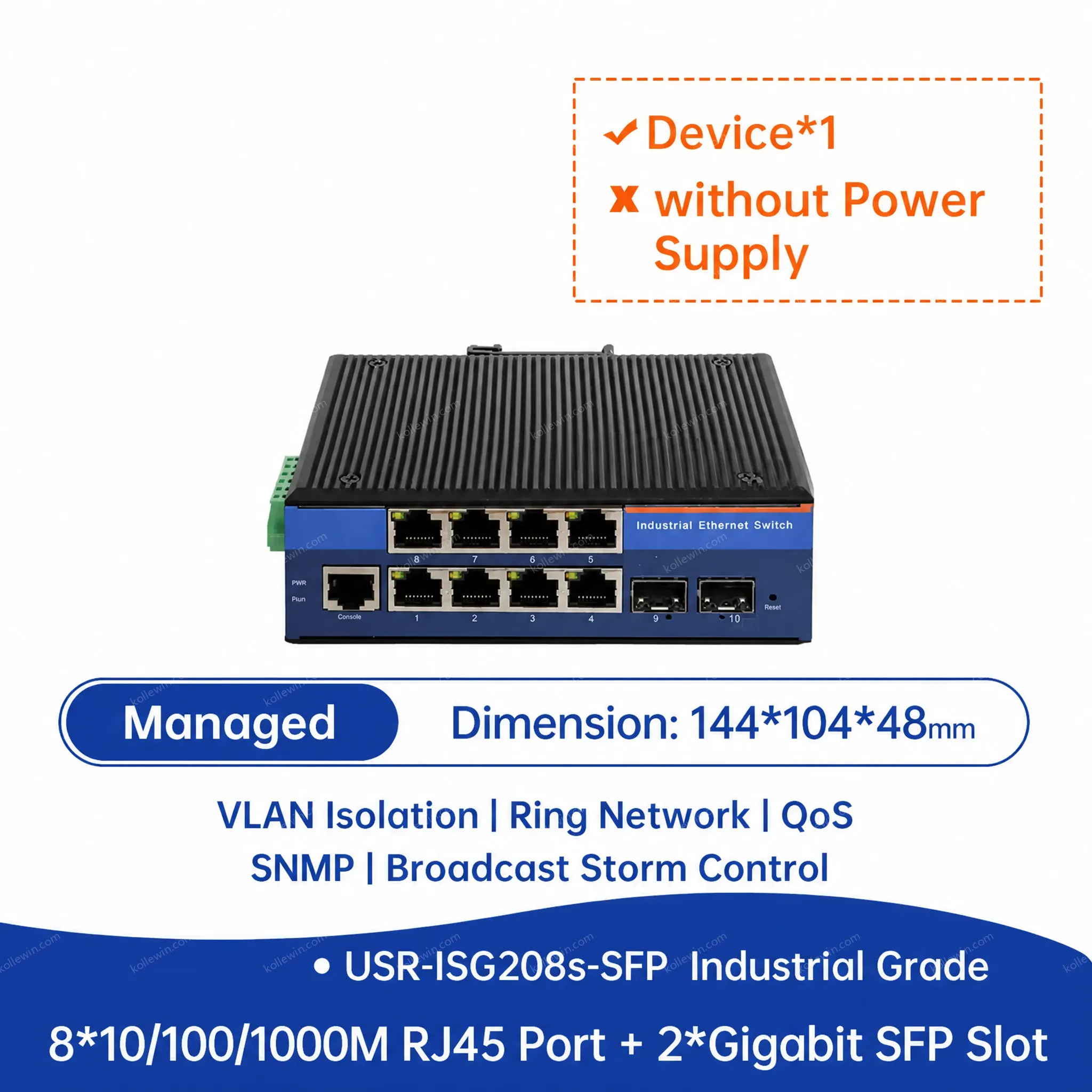 PUSR 2 SFP 5/8 RJ45 Ports 10/100/1000Mbps Gigabit Industrial Ethernet Switch with QoS USR-2SFP Series