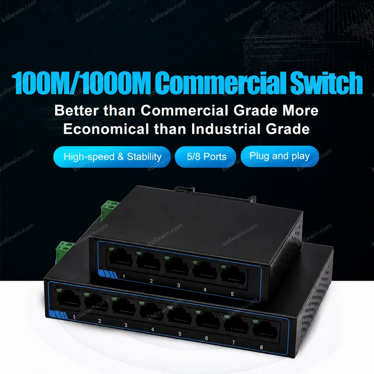 PUSR 5 Ports 10/100M Adaptive Ethernet Network Switch Supports DC or Terminal Power Supply USR-SF1005