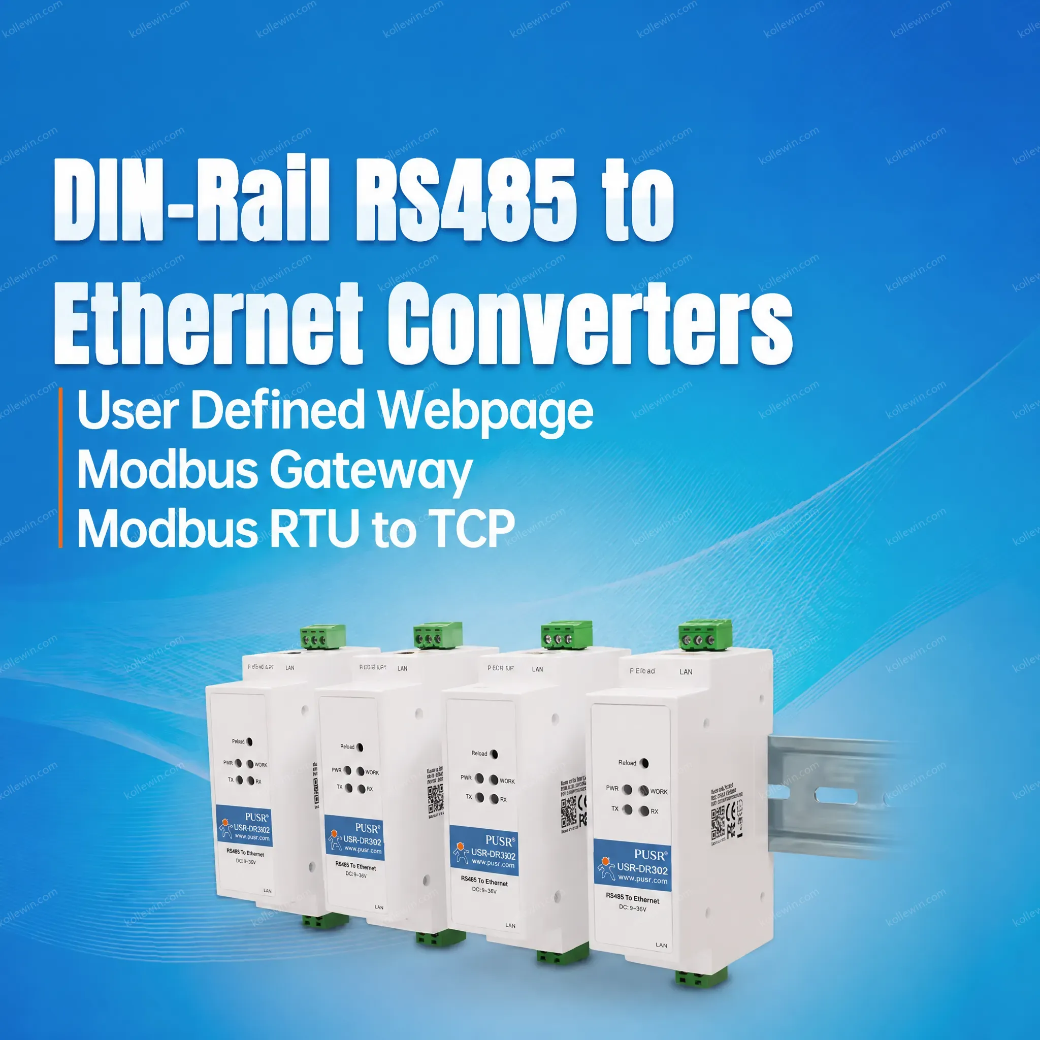 USR-DR302 Standard DIN-Rail Serial RS485 to Ethernet Transmit Data Transparently TCP/IP Modbus to Ethernet Converter