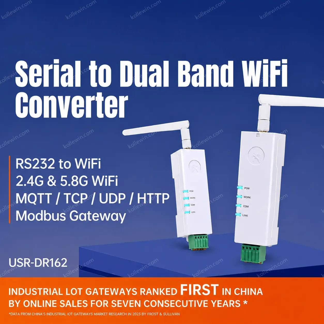 PUSR Serial to TCP/IP Server RS485/RS232 to Dual Band WiFi Converter Modbus RTU to TCP Gateway IEEE802.11 A/b/g/n USR-DR164/162