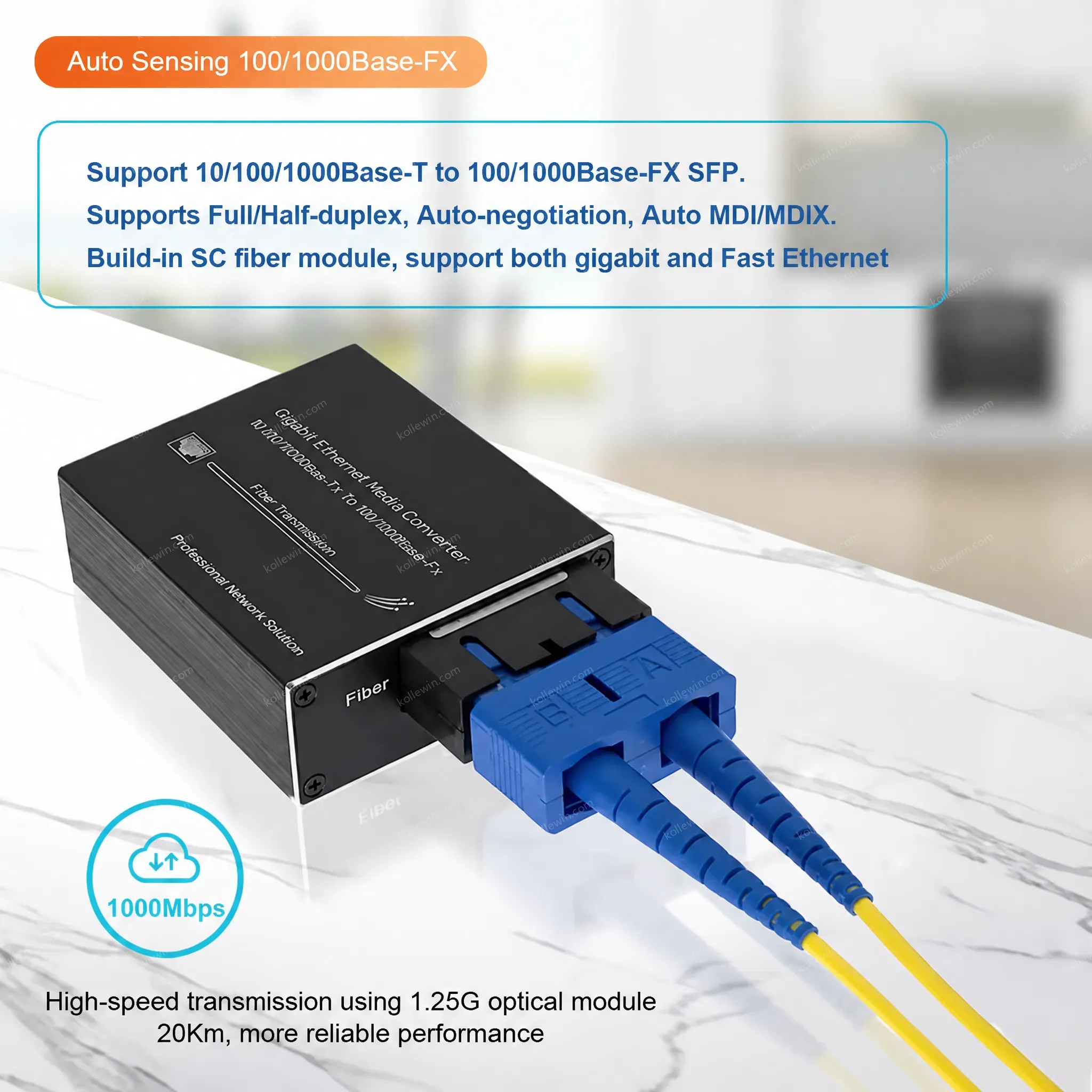 Mini Size Gigabit Ethernet Fiber Media Converter 10 100 1000M Single Mode or Multi Mode Dual Fiber SC Port
