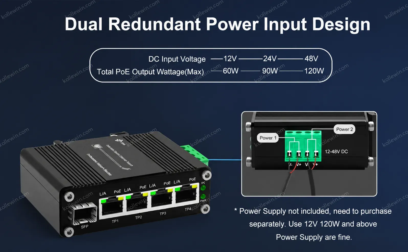 Mini Industrial 4-Port 10/100/1000BASE-T 802.3at PoE + 1-Port 10/100/1000T Ethernet Switch