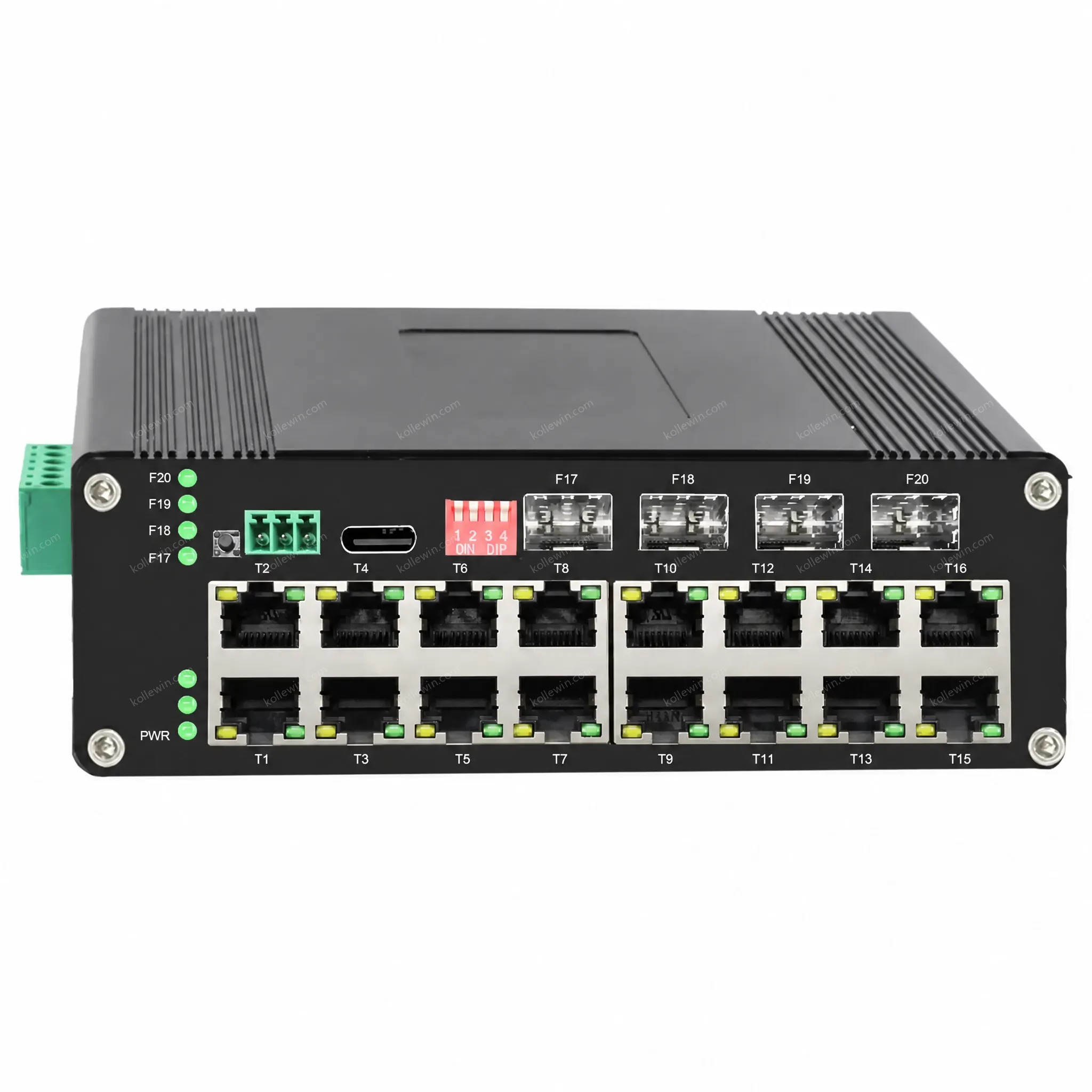 IP40 Aluminum Case L2 Industrial Managed 16GE+4SFP PoE Switch Support Din-Rail