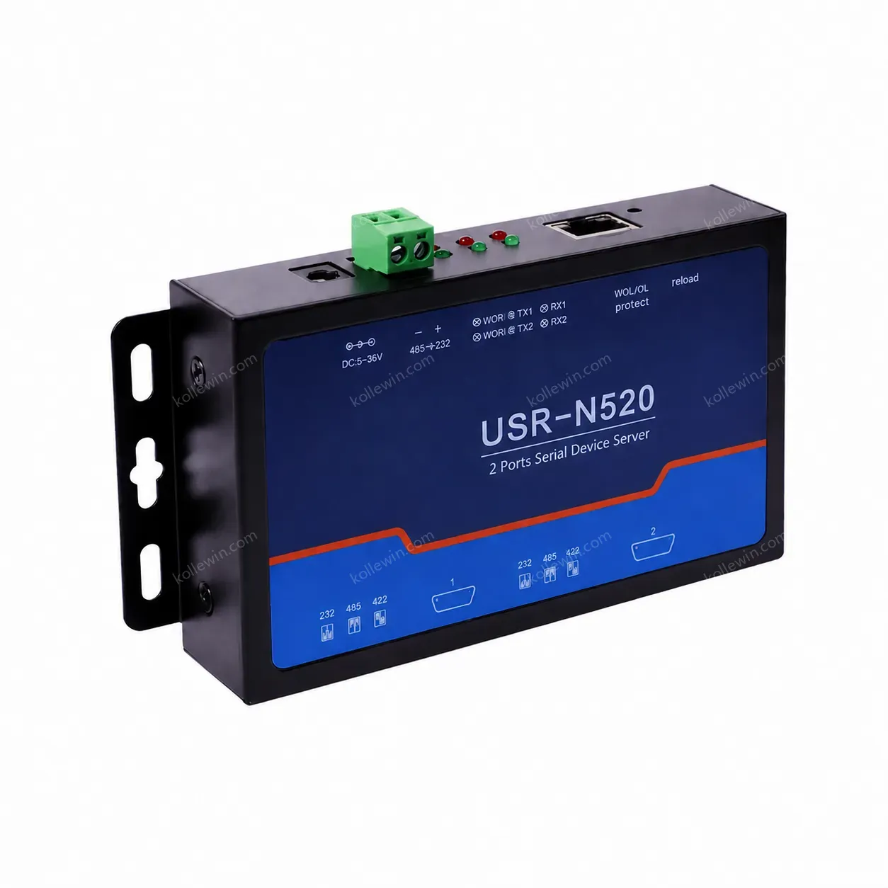 USR-N520 Serial Port Communication Server 2 Ports RS232/485/422 Ethernet Converter IP/TCP/UDP Protocols Transparent Transmission