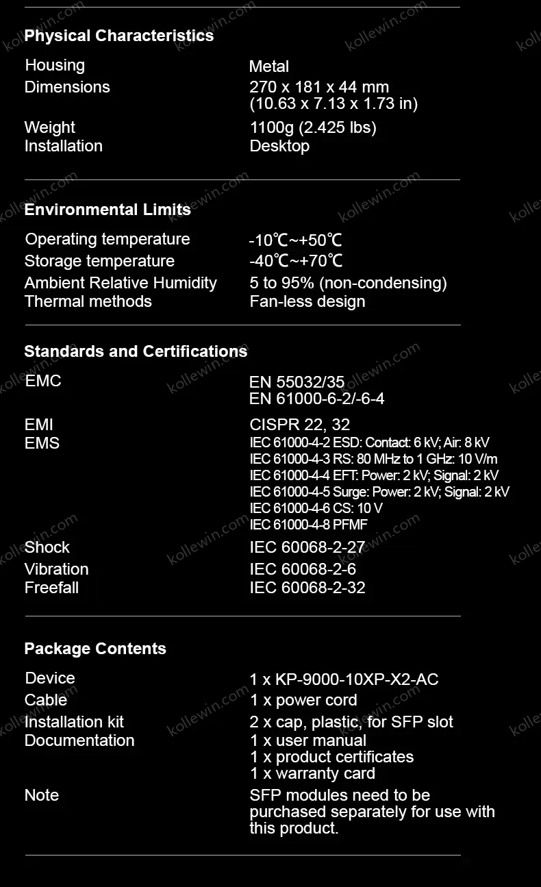 KeepLiNK 10-port Multi-gigabit unmanaged Ethernet switch with 8 x IEEE 802.3af/at PoE+ Ports and 2 x 10Gb SFP+ For Uplink