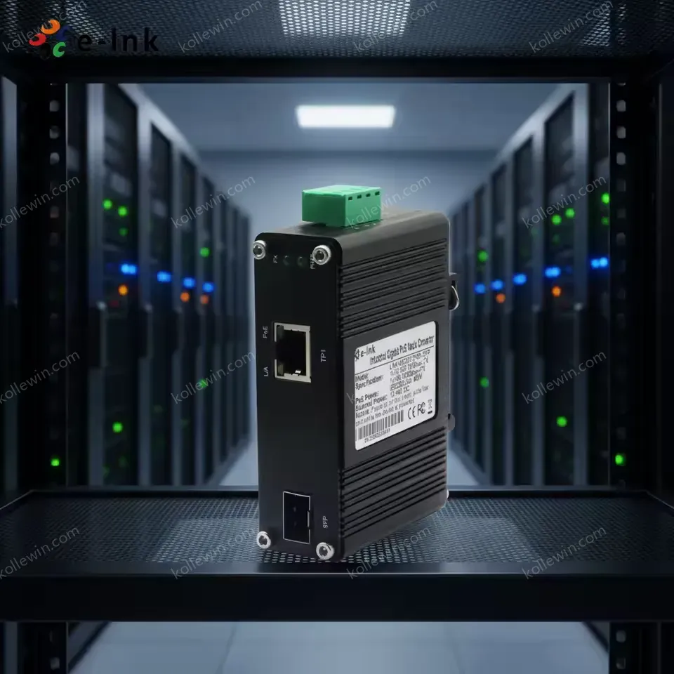 Elink Mini Industrial 100/1000BASE-X SFP to 10/100/1000BASE-T 30W PoE+ Media Converter LNK-IMC3012P-SFP