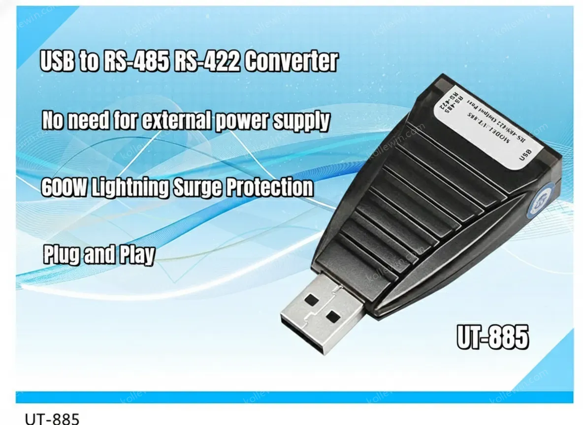 UOTEK 4.9Ft USB to RS232 RS485 RS422 Converter USB-A RS-232 RS-485 RS-422 Cable Serial DB9 Connector Full Half Duplex UT-8890