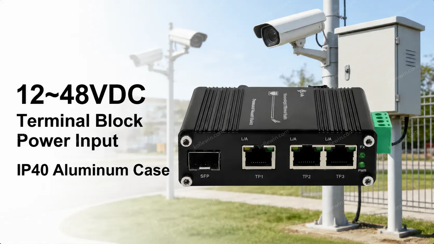 Compact 3-Port Industrial Gigabit Ethernet Switch 3 Copper Ports 1 SFP -40C 75C Wide Temperature Range 12 Gbps Switch