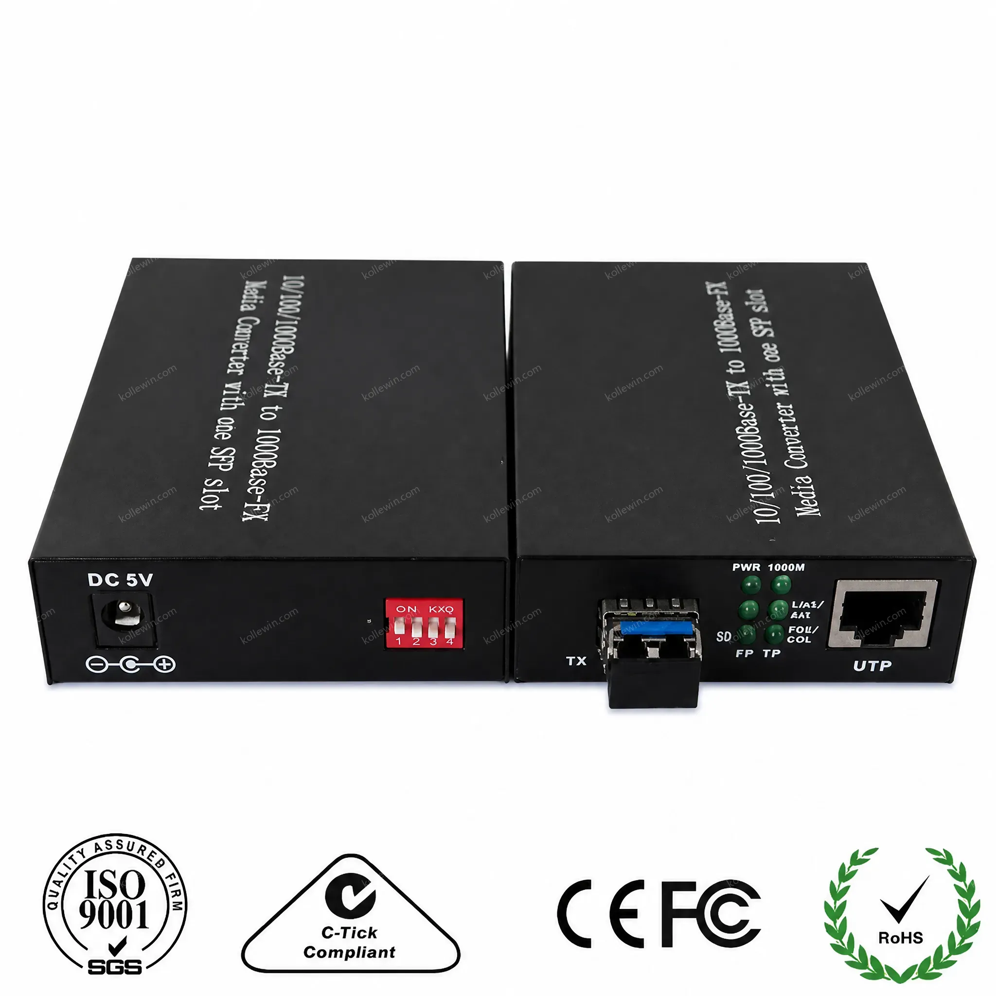 10/100/1000M Gigabit Ethernet Media Converter SFP Slot with DIP Switch