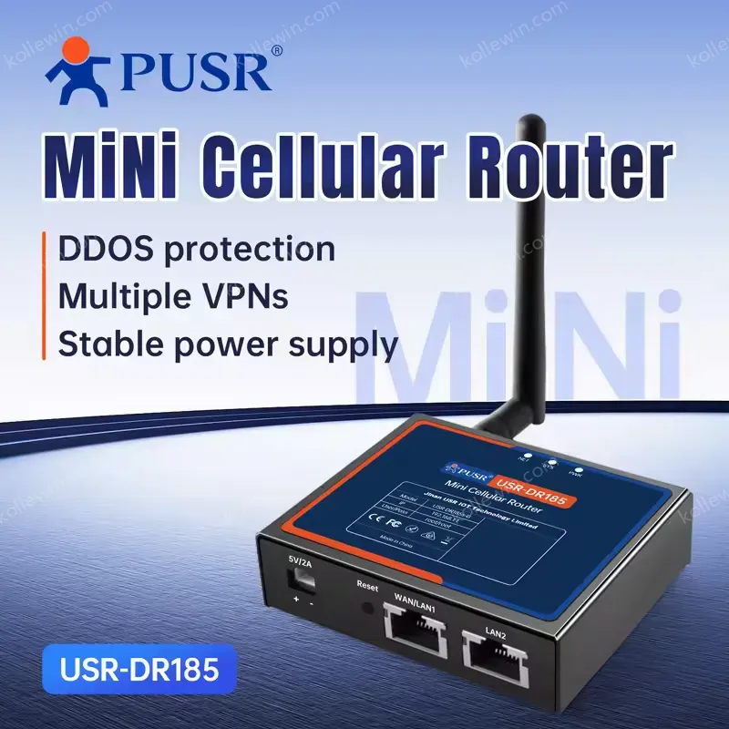 PUSR Industrial 4G LTE Cat1 Cellular Router VPN SIM Slot Global Frequency Band 100Mbps RJ45 Port 1WAN/LAN+1LAN DDOS USR-DR185s-G