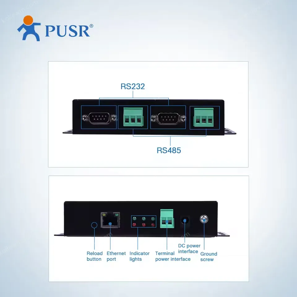 USR-N520 H7-6 Two Serial Port Mqtt SSL/TSL Modbus RTU to Modbus TCP Serial Device Server RS485 RS232 to Ethernet Converter