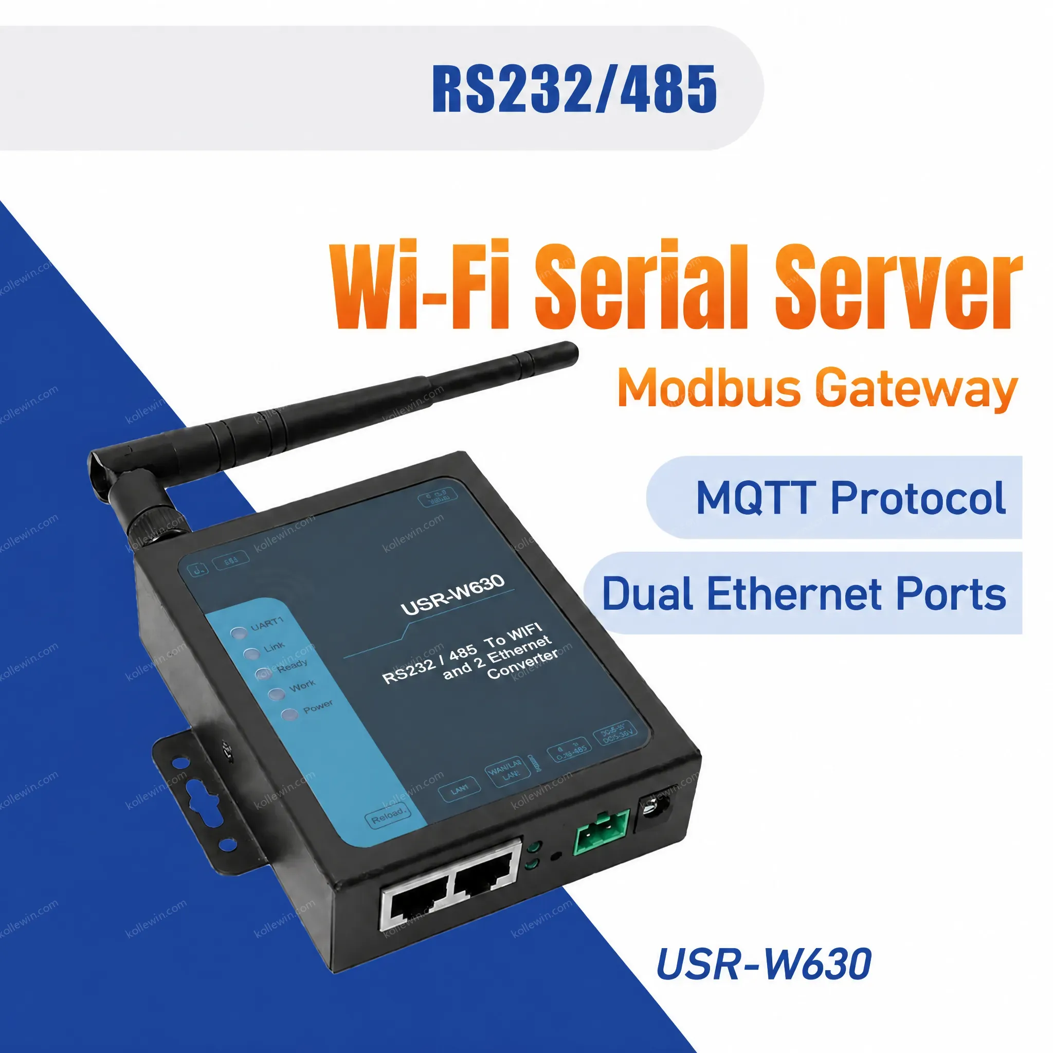 PUSR Serial RS485/RS232 to WiFi Ethernet Converter with MQTT Support Modbus RTU to Modbus TCP Manufacturer USR-W630