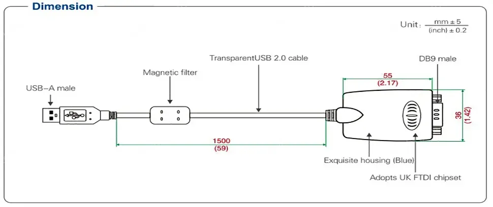 UOTEK 1.5M USB to RS-232 Converter RS232 DB9 USB2.0 Conversion Cable Serial Adapter Connector Line with Imported Chip UT-880