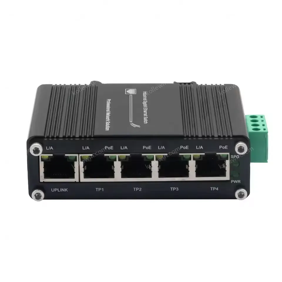 Mini Industrial Unmanaged Ethernet Switch 4-Port PoE+ 2.5G 30W 80Gbps Non-Blocking 12-48V DC -40C to 75C Wide Temperature