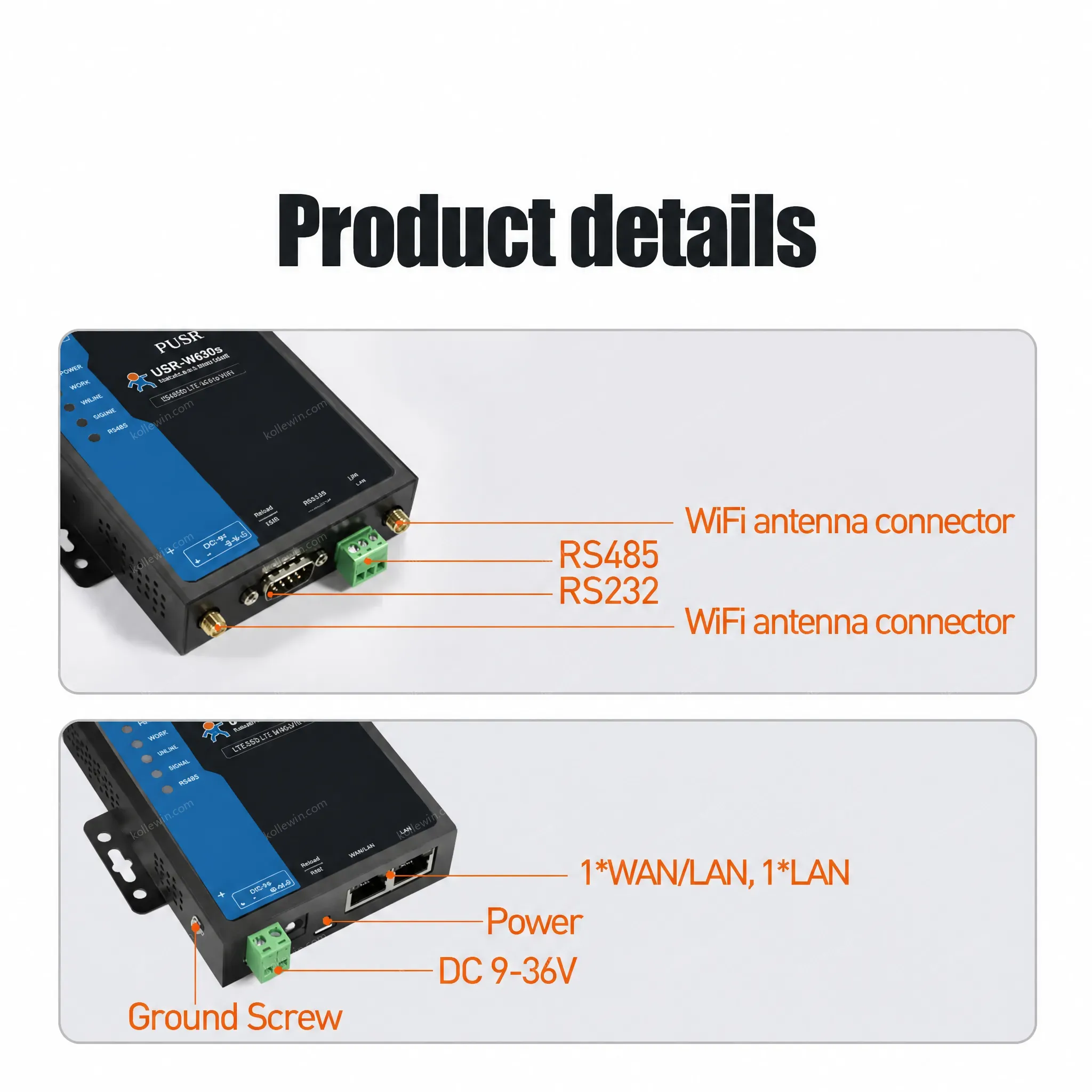 PUSR Industrial Wireless Client High-Performance WiFi 2.4GHz/5.8GHz AP/STA/AP+STA/Bridge Mode MQTT RS485/RS232/Ethernet
