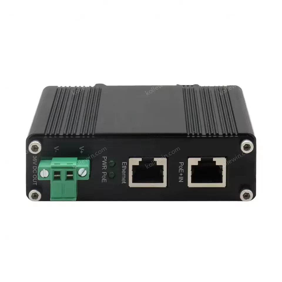 Gigabit PoE Splitter 10/100/1000Mbps 802.3at Power Over Ethernet 20W 36VDC Output Din Rail Mounting