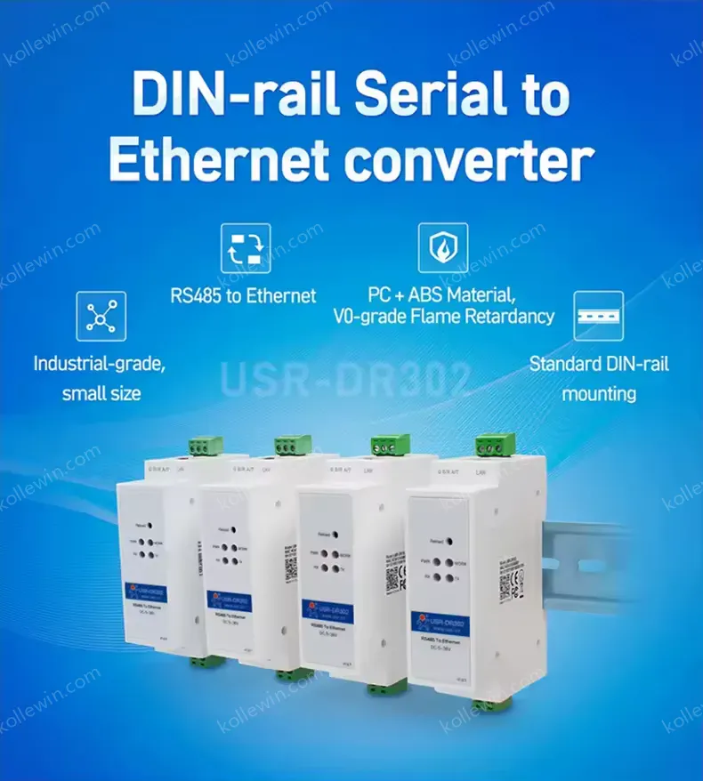 USR-DR302 Din-rail Modbus RS485 Serial to Ethernet Converter