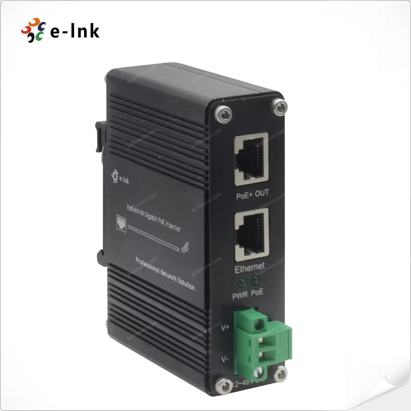 12~48V DC 30W Power Input Industrial Gigabit PoE+ Injector DIN-Rail / Wall-mount IEEE802.3af/at