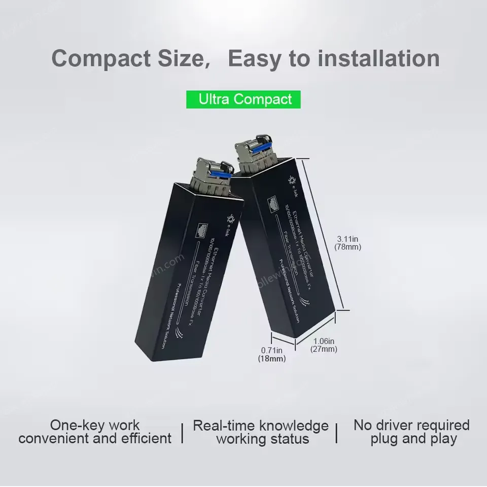Micro Mini 10/100/1000BASE-T to 100/1000BASE-X SFP Media Converter Aluminum Case Including a Power Supply