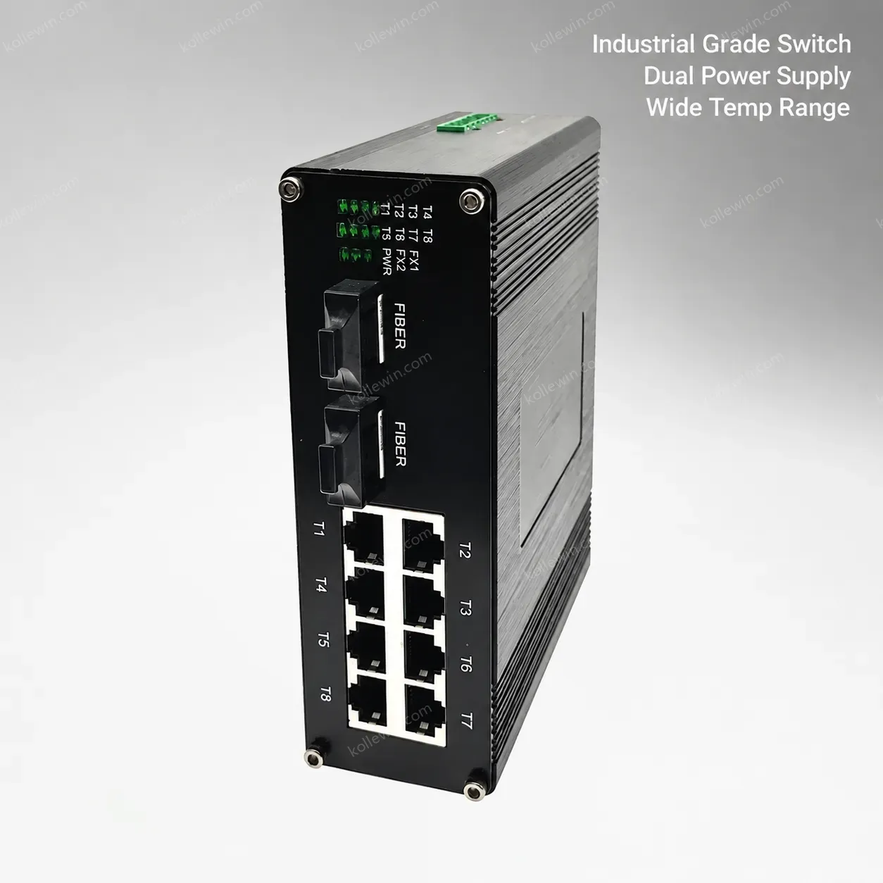 Industrial 10-Port Gigabit Ethernet Switch 10/100/1000Mbps Copper Ports Dual Fiber Aluminum Case 20 Gbps Capacity for Network