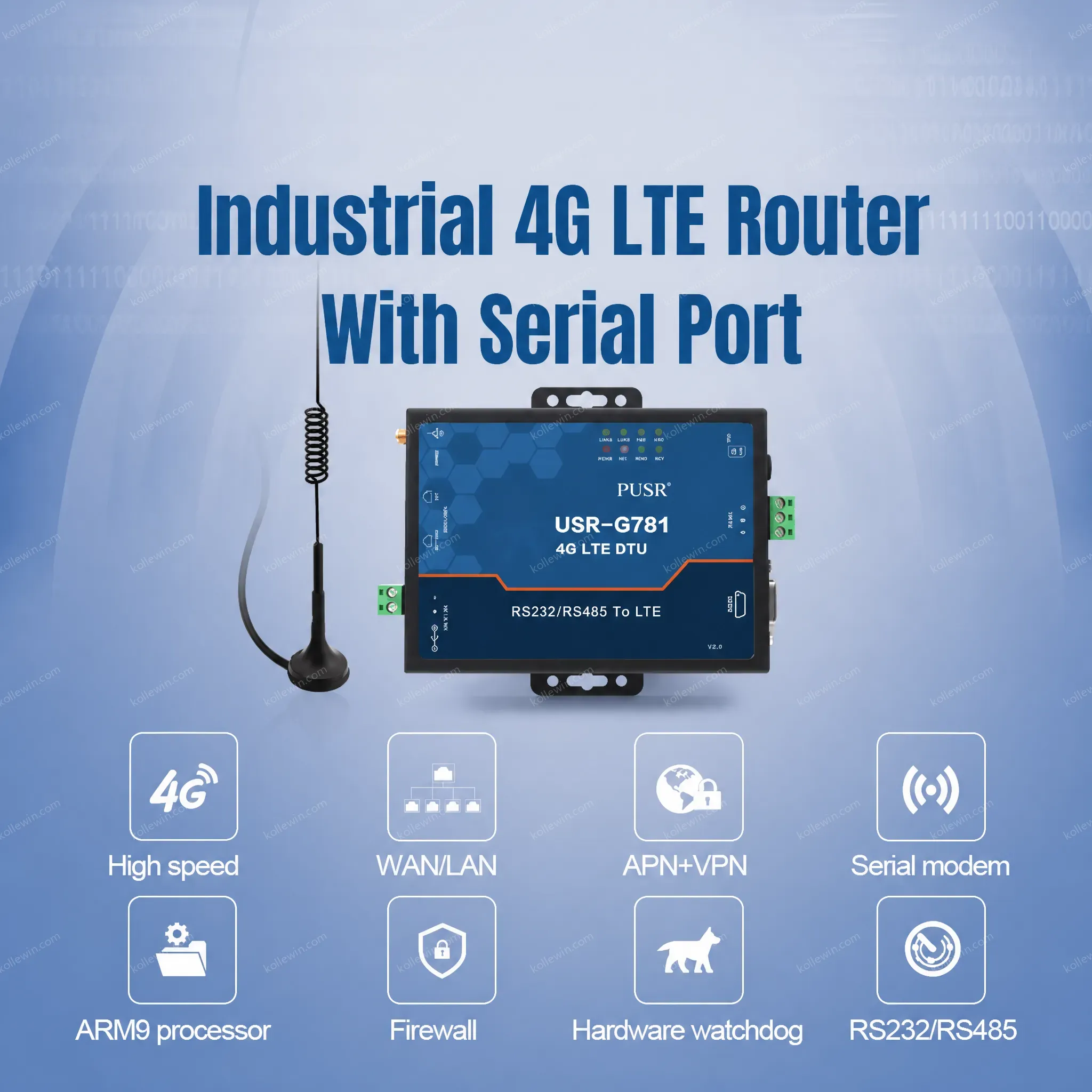 USR-G781-E EMEA & APAC Version Industrial Cellular Modem 4G LTE Serial Modem with SIM Card Ethernet Port