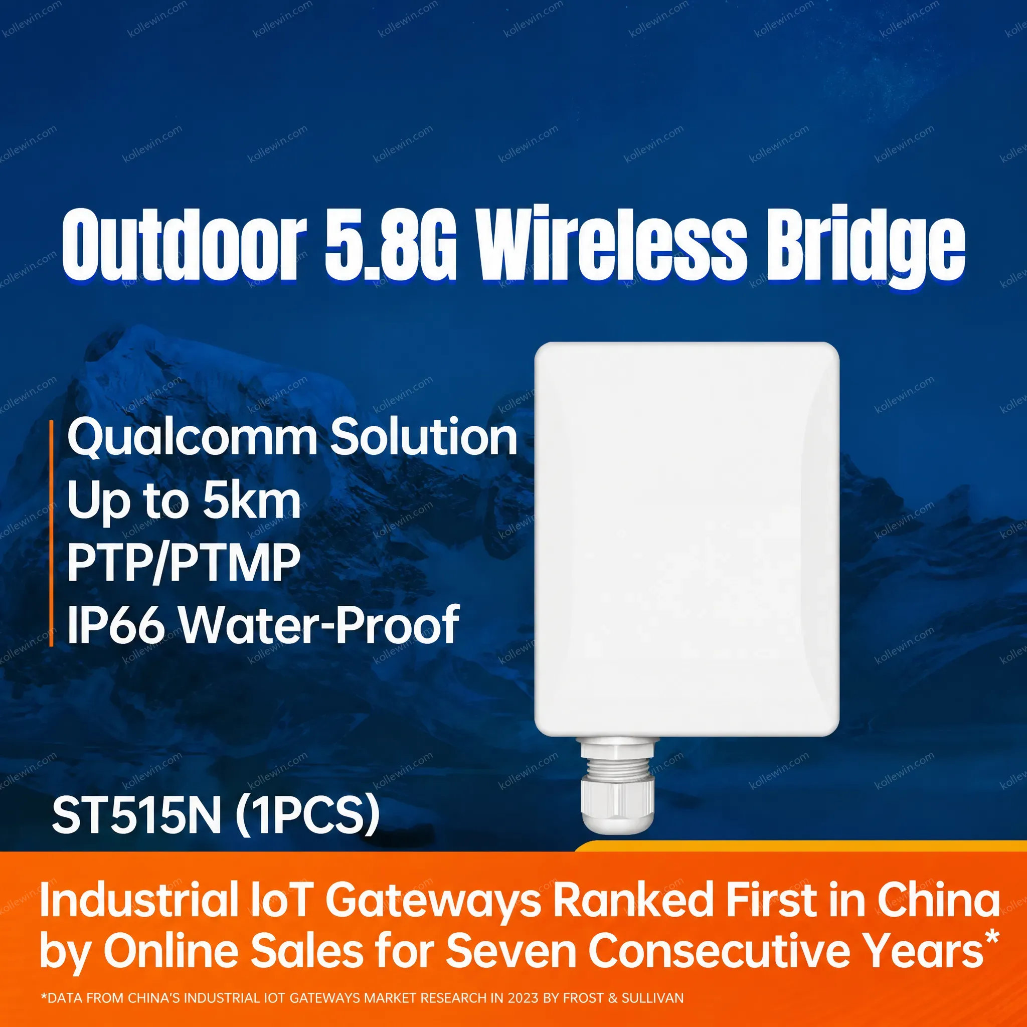 PUSR Point to Point/MultiPoint Wireless Bridge with 5.8G WiFi 15dBi Antenna 5km IP66 Water-Proof up to 64 Points USR-ST515N CPE