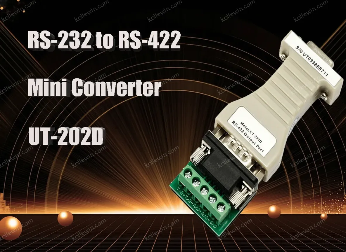 UOTEK Mini RS-232 to RS-422 Converter RS422 RS232 Conversion Adapter DB9 Connector No Power Required Bidirectional UT-202D