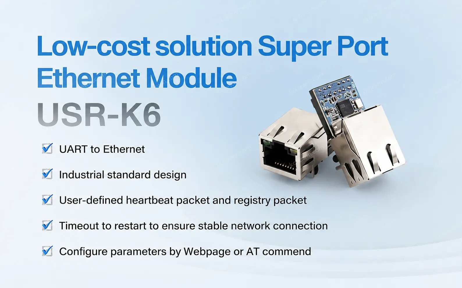 (Price for 4 Piece) PUSR UART TTL to ethernet converter module Kport tiny size bi-directional transmission TCP UDP USR-K6