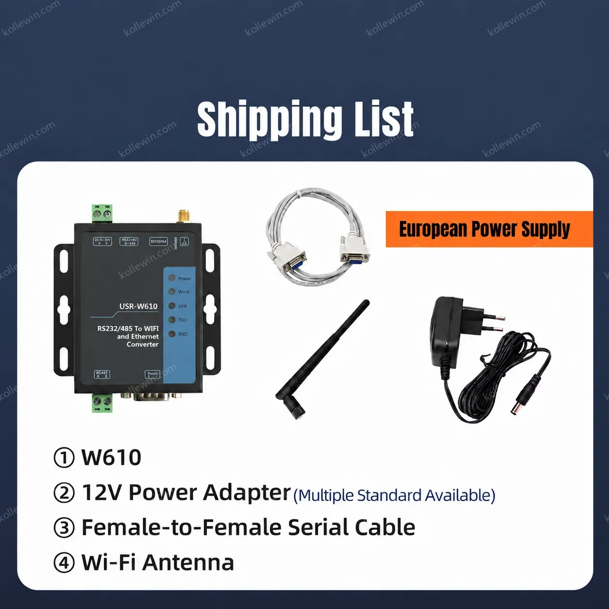 USR-W610 Industrial RS232 RS485 Serial to WiFi Ethernet Converter Modbus RTU to TCP Gateway WiFi to Ethernet Server