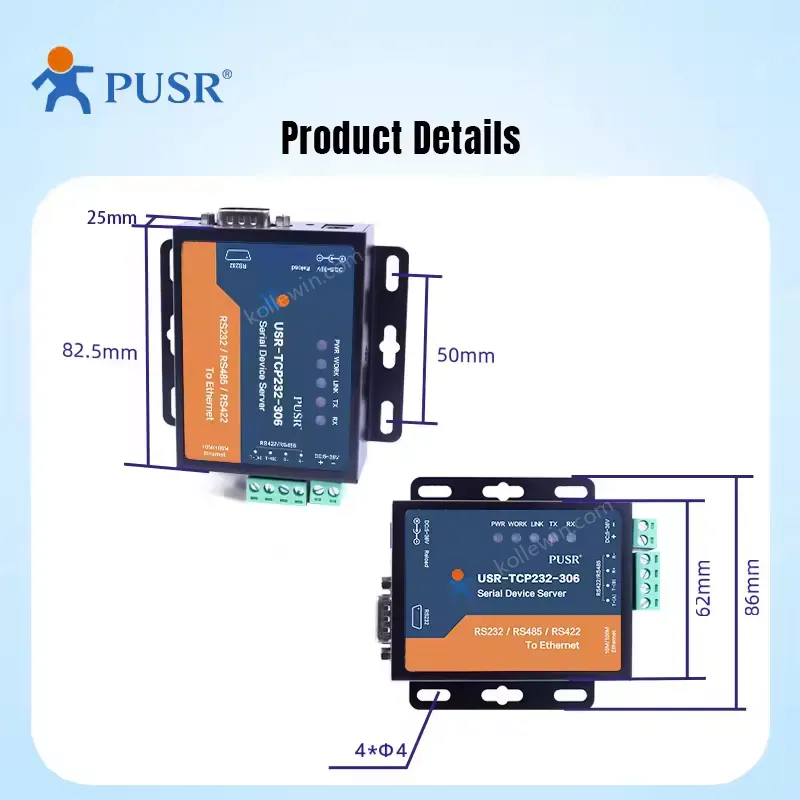 USR-TCP232-306 Bi-Directional Transparent Data Transmission TCP/IP to Serial RS232 RS485 RS422 to Ethernet