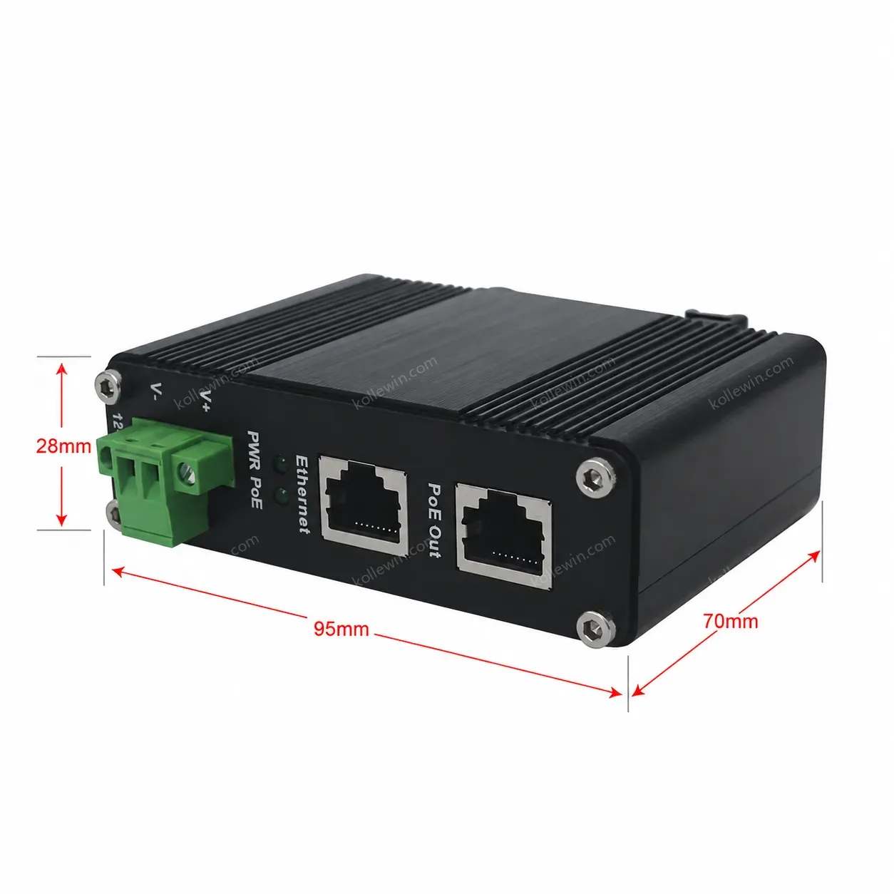 12 to 48VDC Terminal Block Gigabit Industrial PoE Injector