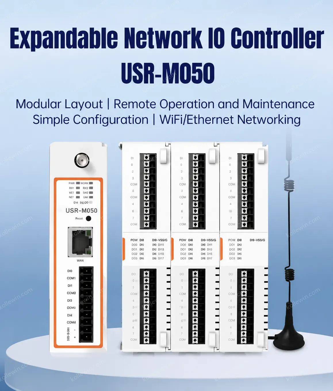 PUSR 52 Port Expandable I/O Module 2DI+2DO Modbus Gateway Support TCP/RTU/MQTT Wifi/Ethernet Network Remote Management USR-M050