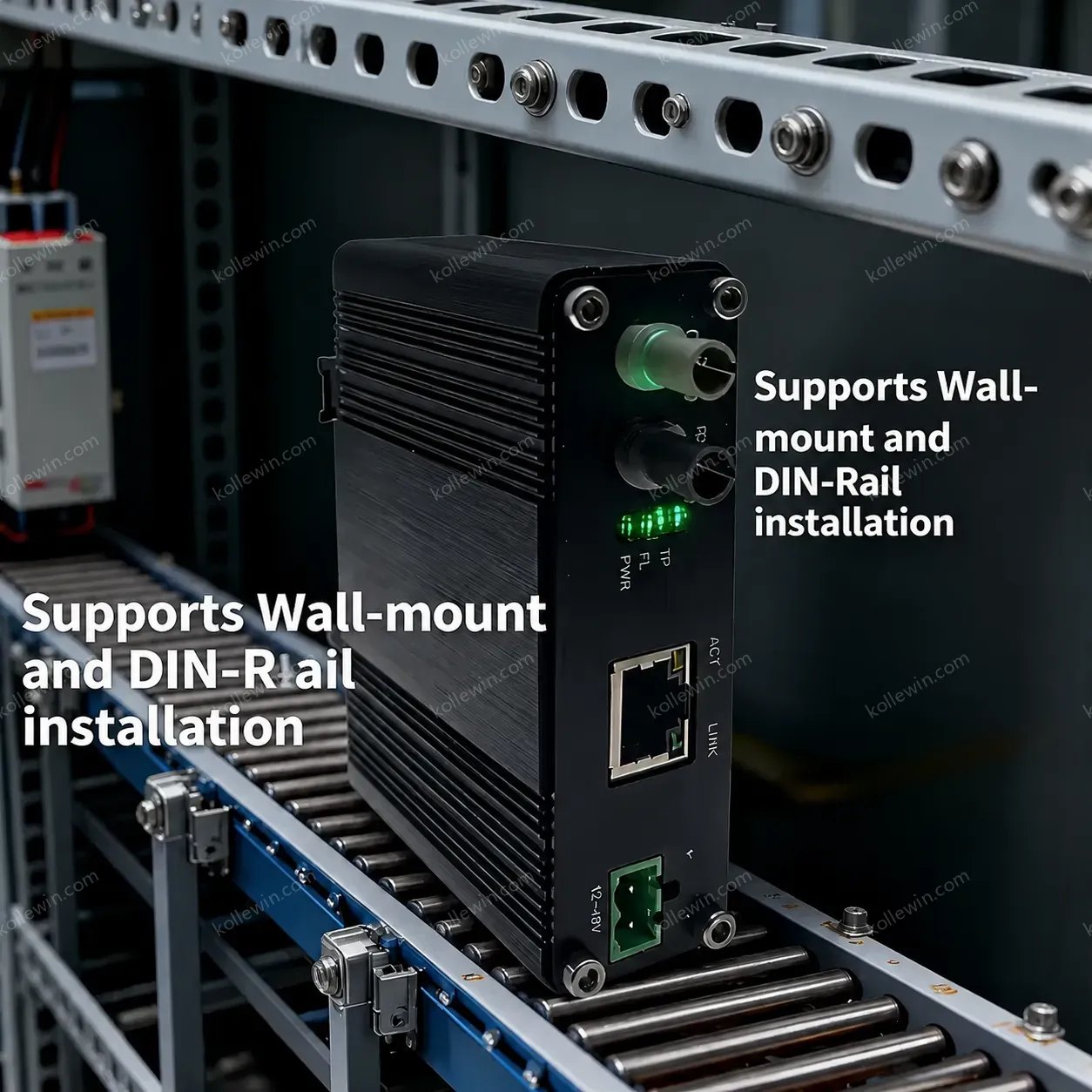 Industrial 10M Ethernet Media Converter 10BASE-T to 10BASE-FL ST, 2km Multi-Mode, 12-48V DC, -40~75°C for Harsh Environment
