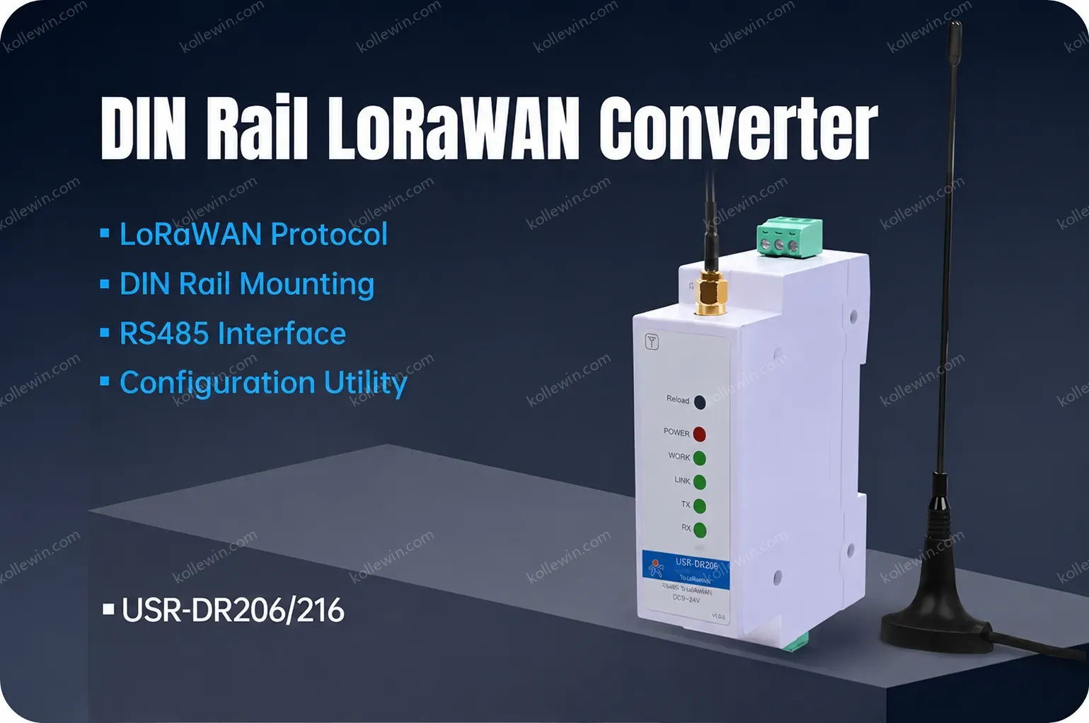 PUSR DIN Rail Serial RS485 to LoRaWAN Converter wireless network gateway Long-range Communication Stable Reliable data USR-DR206