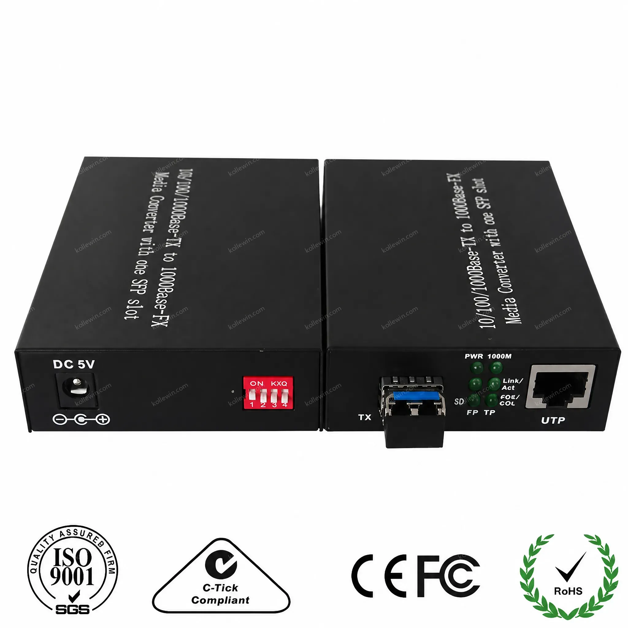 10/100/1000M Gigabit Ethernet Media Converter SFP Slot with DIP Switch